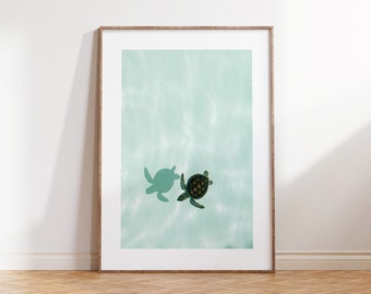 Sea Turtle Print. Modern Minimalist. Printable Wall Decor. Water Turtle. Digital Download