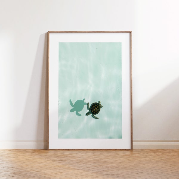 Sea Turtle Print. Modern Minimalist. Printable Wall Decor. Water Turtle. Digital Download