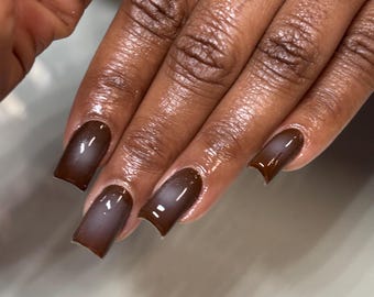 Aura Nägel | Herbst Nägel | Braune Nägel | Drücken Sie auf die Nägel | Trendige Nägel | Gefälschte Nägel