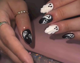 Geist Press On Nails: 3D Halloween Mandel Nail Art