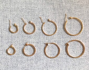 High quality 14k Yellow Gold-plated copper round circle earring hoop findings 14/20/25/30mm (1 pair)