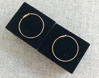 Gold Filled 14K US Made Earring Hoop findings 20/25/30mm smooth/diamond cut (1 pair)
