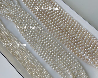 Freshwater Rice Pearls, Good Luster, Full Strand