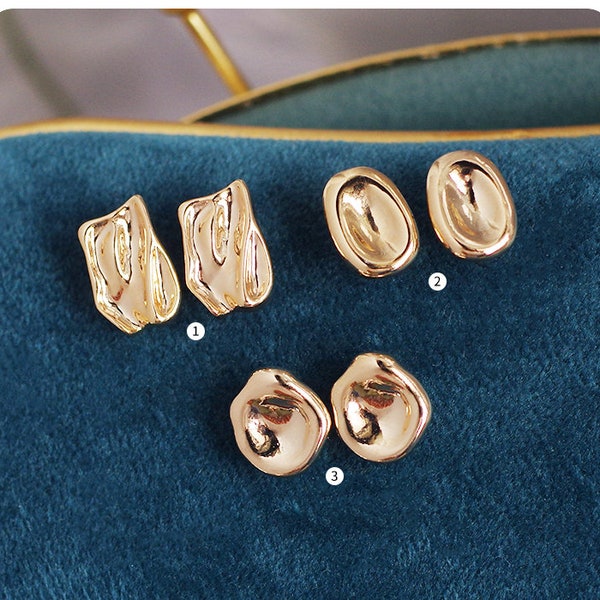 14k Gold Plated Irregular Charms with Ring (1 Pair)