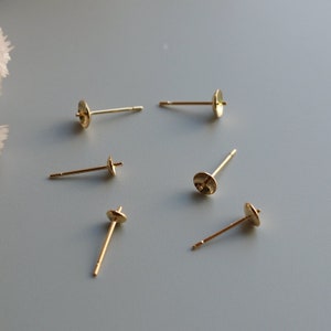 High Quality Gold-Plated Stud Earring Post Findings for half-drill beads&gemstones 3mm/4mm/6mm (10per pack/5pairs)