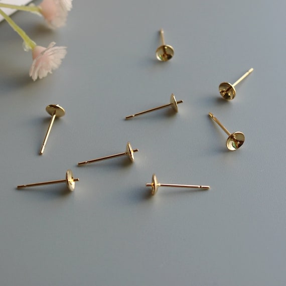 Gold 8mm Flat Pad Post Earring Backs, 100 Pieces