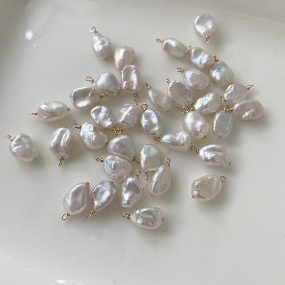 Freshwater Baroque Pearl Charms 6–10mm | Nugget Pearls | Gold Filled or Silver | Irregular Pearl Drops for DIY Jewelry
