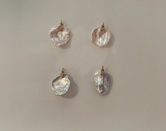 13mmm over Petal-Shape Freshwater Pearl Dangles/Charms with 1/20 Made-in-US Gold Filled Findings (1 per pack)