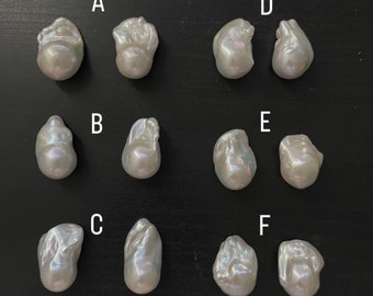 Large Baroque Pearl Pair | Freshwater Matched Pearls | Pre-Drilled Drop Pearls for Earrings | Statement Pearl Charms