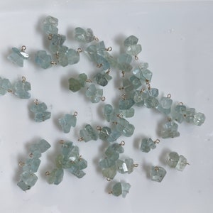 7-8mm 2-Stack Natural Aquamarine Stone with made in US 1/20 Gold Filled findings Drops/Dangles