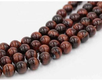 Natural Red Tiger Eye Beads 6mm 8mm 10mm Round Gemstone Beads 15" Full Strand