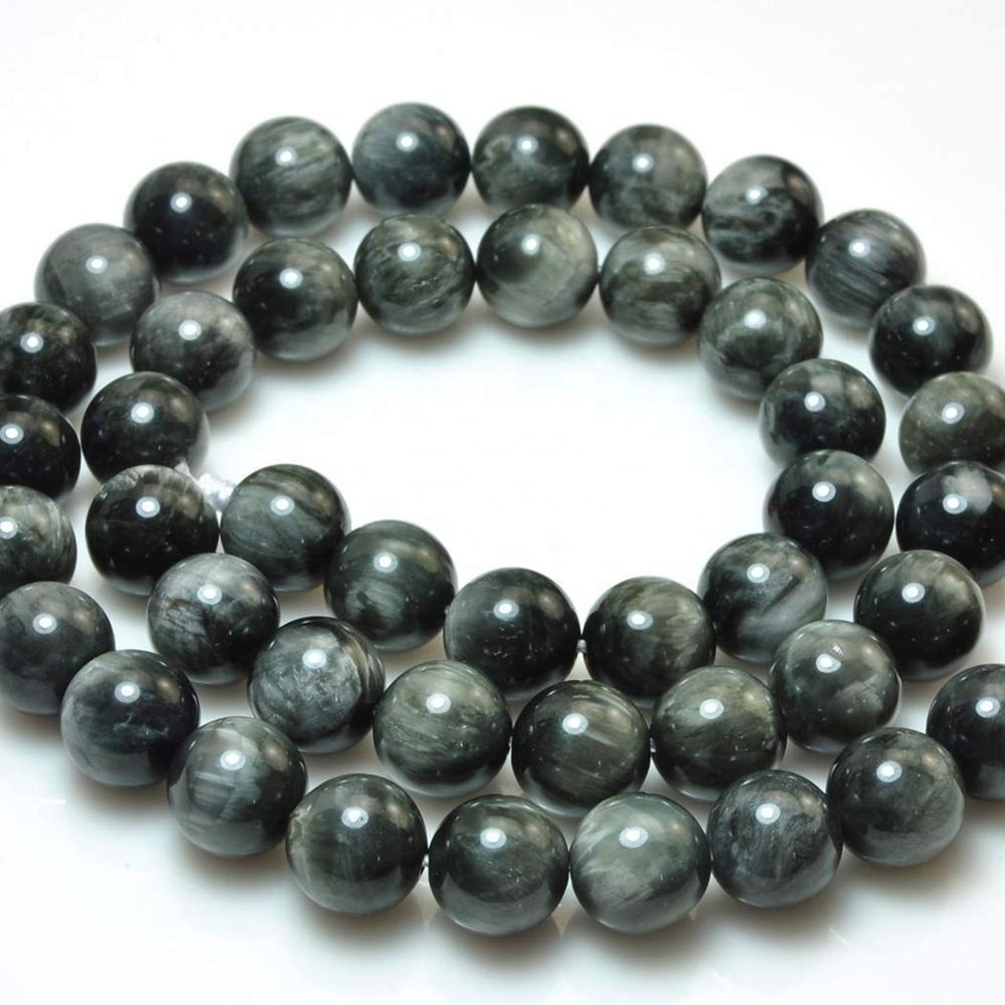 2 Filo Nera Naturale Spinello Argento Pirite Perline Bracciale Collana