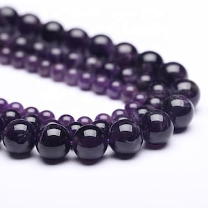 Natural Purple Amethyst Round Beads Grade AAA Gemstone Round Loose Beads 4MM 6MM 8MM 10MM Jewelry Making 15" Full Strands