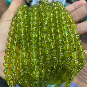 A Peridot  Round Beads, Star Quality Peridot Gemstone, 15" Full Strand 4mm 6mm 8mm 10mm 12mm Round Loose Beads.