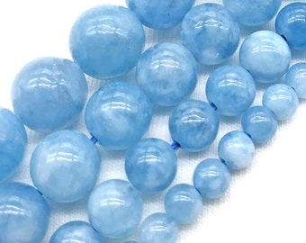 Blue Aquamarine Beads Grade AAA Natural Gemstone Round Loose Beads 6MM 8MM 15 Inch Full Strand