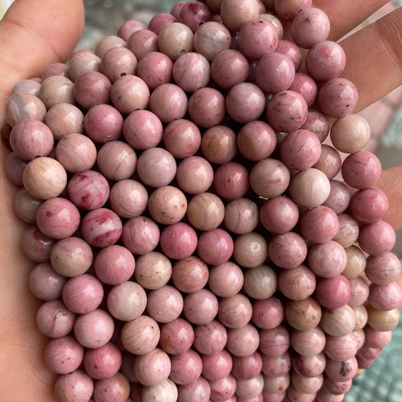 Natural Round Smooth Rhodonite Loose Gemstone Beads DIY Bracelet For Jewelry Making
