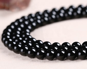 AAA Natural Black Onyx round beads, round smooth gemstones,6mm, 8mm,10mm, full strand