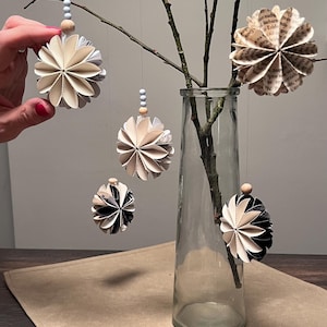 Set di 5, fiori di carta, set di fiori, fiore piegato, fiore perforato, fiore di carta decorativo, 6 cm, fiori di carta gialli, set di fiori gialli, fiore di riciclo