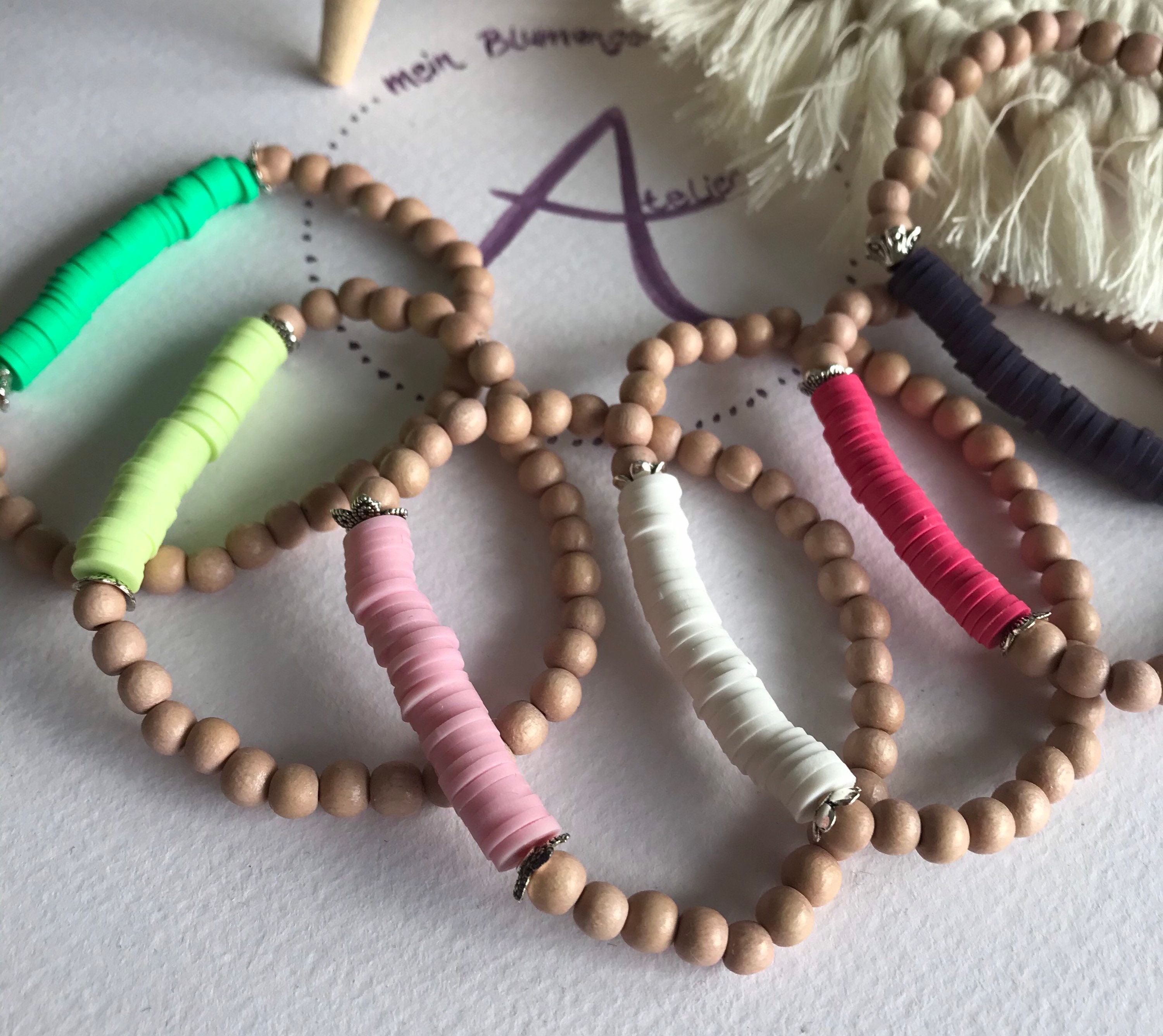 Rosewood heishi beads katsuki beads polymer beads silver Etsy