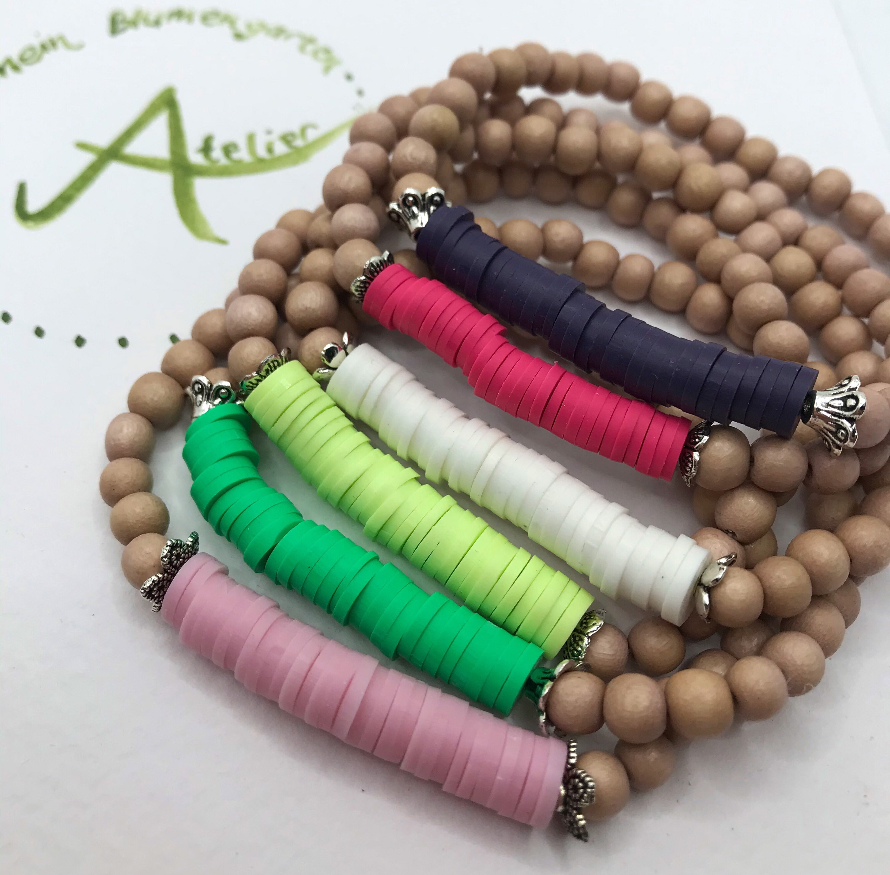 Rosewood heishi beads katsuki beads polymer beads silver Etsy