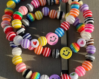 Candy jewelry, candy bracelets, colorful smileys, colorful bracelets, children's jewelry, individually or in a set with discount