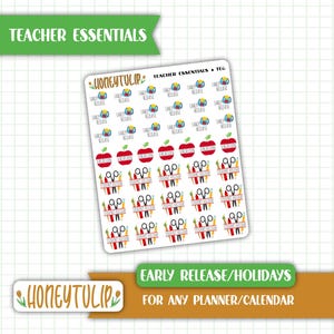 Early Release, Vacation, Student Holiday Stickers, Teacher Planner Stickers, Tracker Stickers, Calendar Stickers