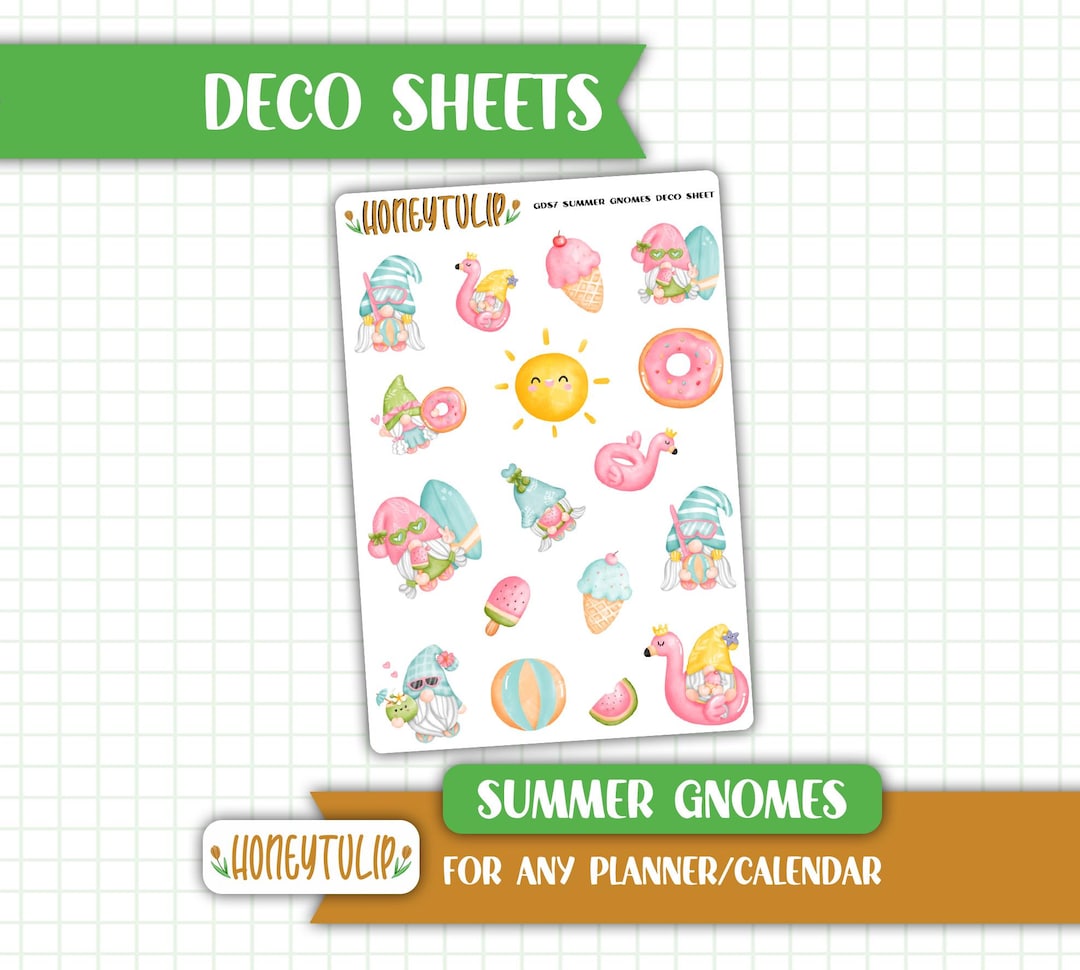 Summer Gnomes Sticker Sheet, Summertime Planner Stickers - Etsy