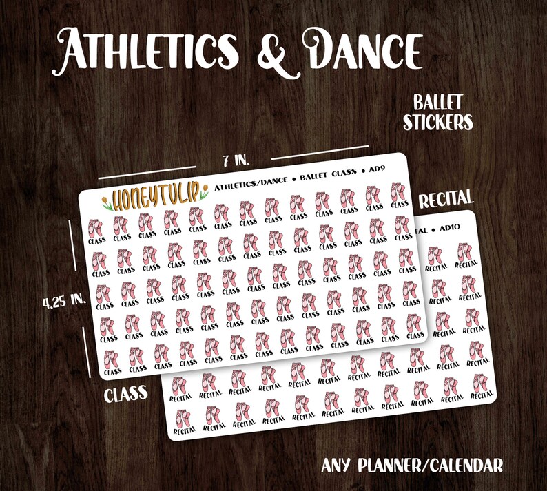 Ballet Class Recital Planner Stickers, Dance Class Stickers, Tracker