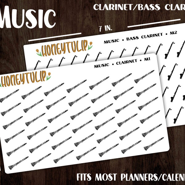 M1 || Clarinet, Bass Clarinet Stickers, Music Practice Event Stickers, Schedule Stickers, School Stickers, Musical Instrument Stickers