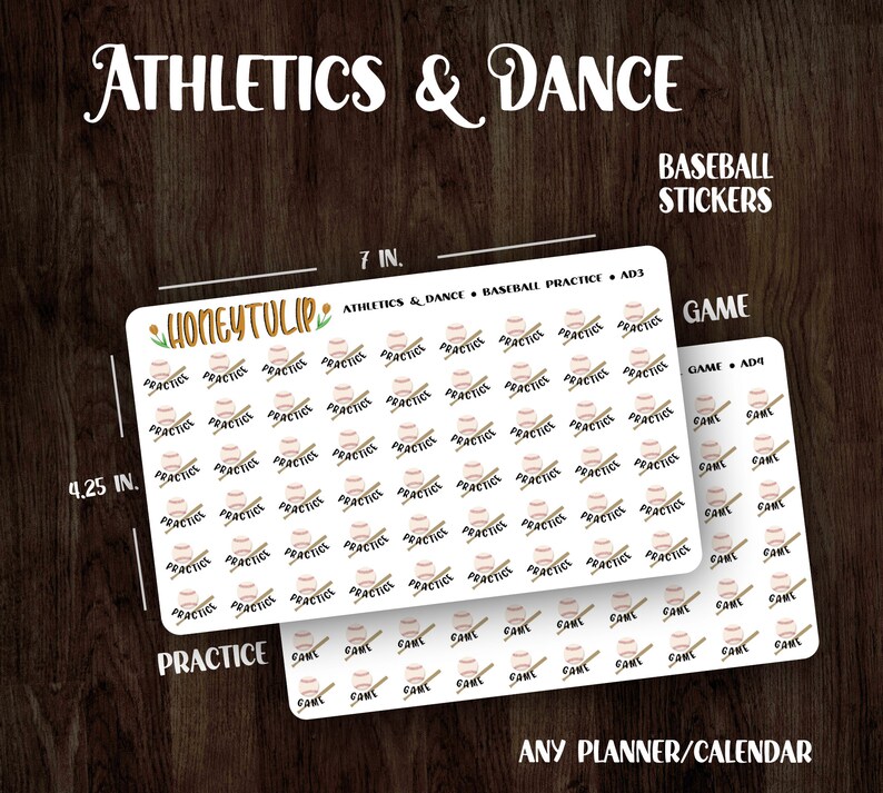 Baseball Practice Game Planner Stickers, Sports Tracker Stickers