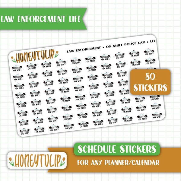 Police Law Enforcement Schedule Stickers, On Shift Work Stickers, Tracker Stickers, Calendar Stickers