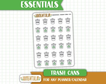 Trash Can Planner Stickers, Recycle Stickers, Tracker Stickers, Planner Stickers, Calendar Stickers