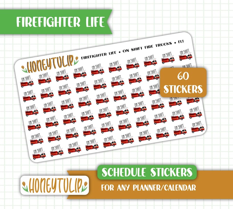 Firefighter Schedule Stickers, on Shift Work Stickers, Tracker Stickers ...