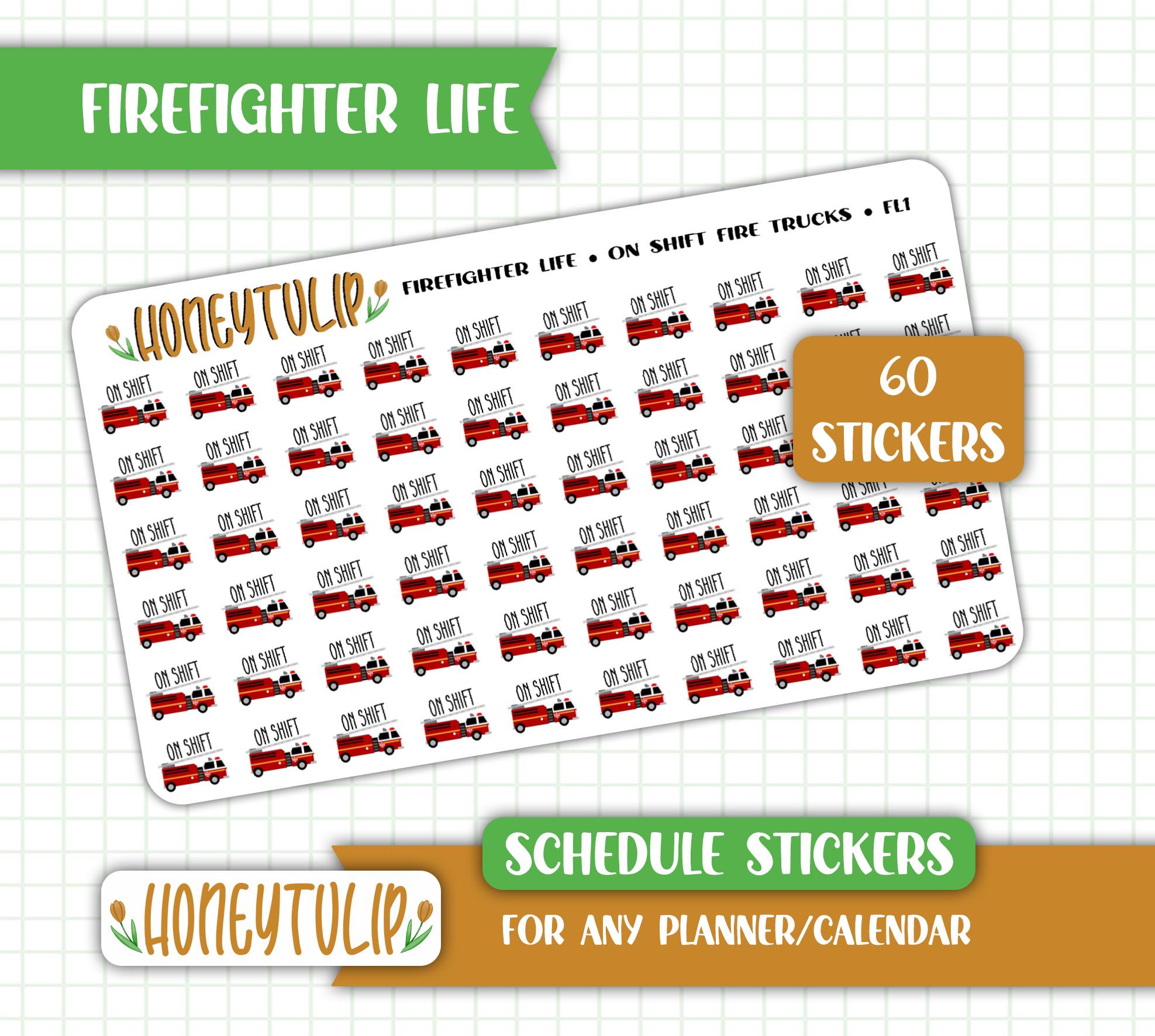 Work Shift Sticker Firefighter Schedule Stickers, on Shift Work Stickers, Tracker Stickers ...