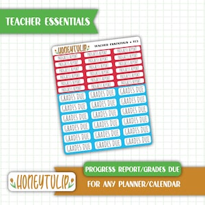 Progress Report, Grades Due Stickers, Teacher Planner Stickers, Tracker Stickers, Calendar Stickers