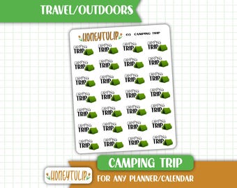 Camping Trip Planner Stickers, Outdoor Stickers, Tracker Stickers, Calendar Stickers