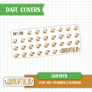 Ghosts Date Cover Stickers, Halloween Planner Stickers, Calendar Number Stickers, Event Stickers, Holiday Stickers