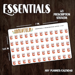 Prescription Bottle Planner Stickers, Tracker Stickers, Calendar Stickers, Medication Stickers