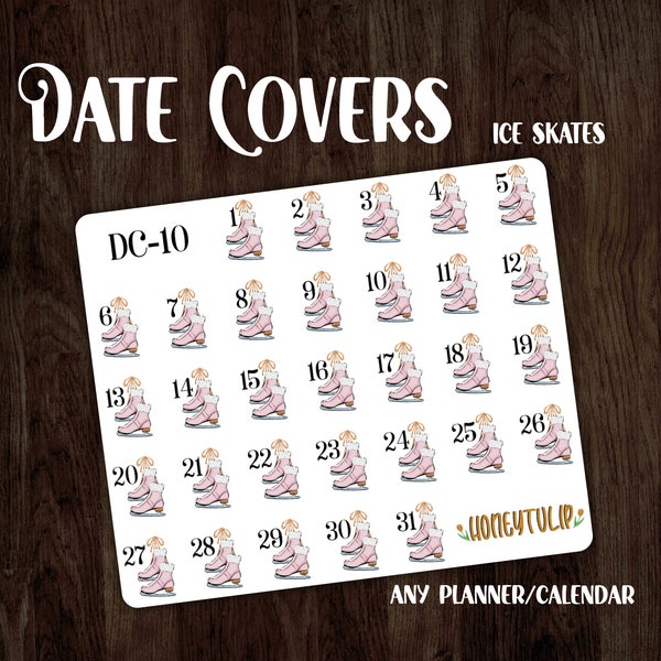 DC10 || Ice Skates Date Covers, Winter Planner Stickers