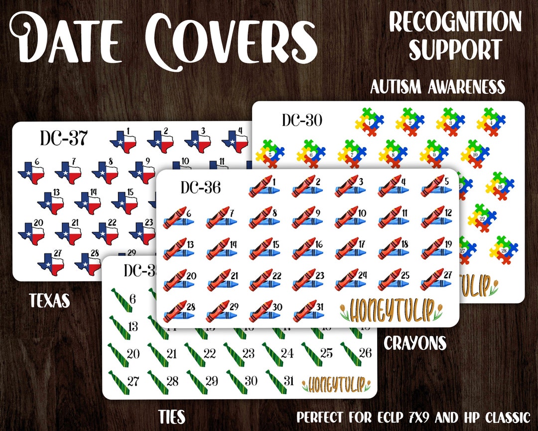 Texas, Fathers Day, Crayons, Autism Awareness Date Covers Planner