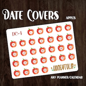 DC4 || Apple Date Covers, Fall Planner Stickers