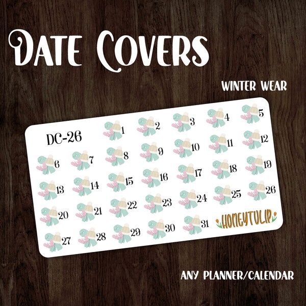 DC26 || Winter Wear Date Covers, Winter Planner Stickers