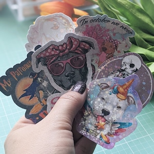 Pitbull Diecut Stickers, Sparkly Overlay Stickers