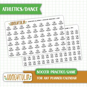 Soccer Practice Game Planner Stickers, Sports Tracker Stickers, Calendar Stickers