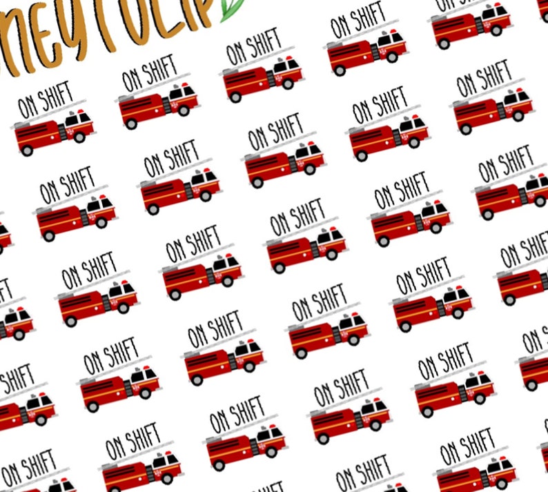Firefighter Schedule Stickers, on Shift Work Stickers, Tracker Stickers