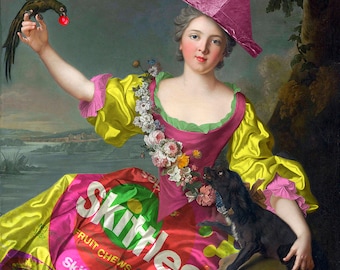 Estampado pop-surrealista de Skittles / Impresión giclée de bellas artes con humor