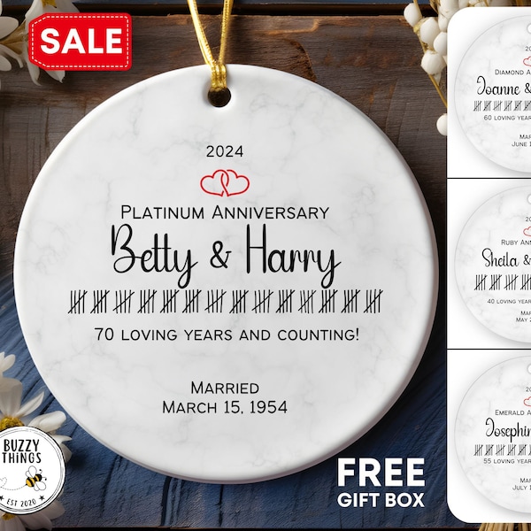 70th Wedding Anniversary Ornament,Personalized Seventieth Anniversary Gift,Platinum Anniversary,70th Anniversary Gift for Grandparents