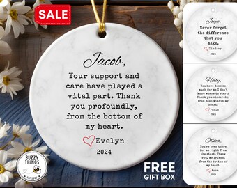 Thank You Christmas Ornament, Personalized Thank You Keepsake, Thank You Message Ornament Gift for  Friend, Custom Thank You Ornament