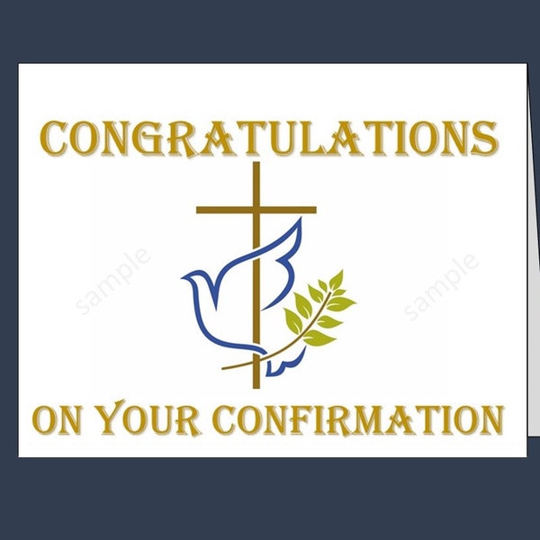 Confirmation card/ Instant download / Congrats / pdf/ confirmation gift/ graduation / catholic/ lutheran