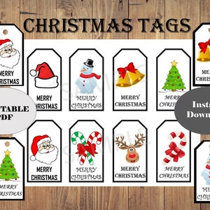 Christmas Tags, Christmas Gift Tags, Printable Gift Tags, Printable Christmas Tags, Holiday Gift Tag, Santa tag, xmas tag, Christmas label